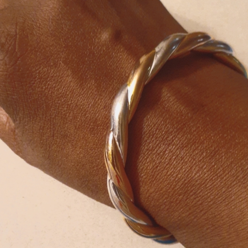 14K TRI COLOR BRAIDED SLIPON BANGLE NWT